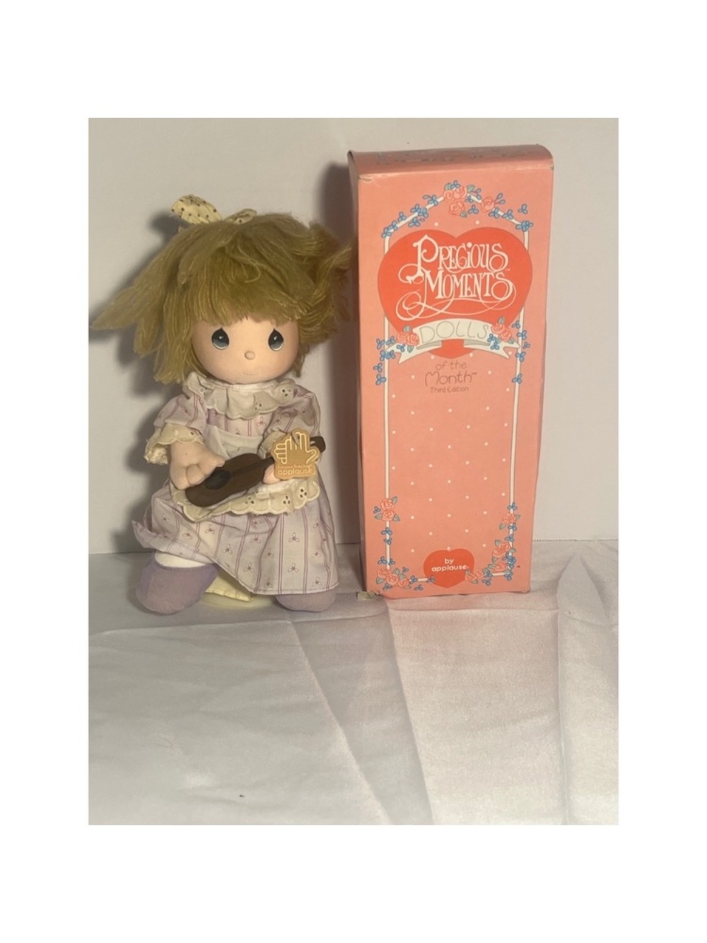 Precious Moments Pink Boxed Doll with Blonde Hair and Lavender Dress